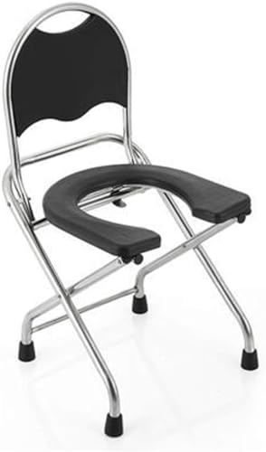 Silla Con WC O Inodoro Para Ancianos, Silla De Inodoro Portátil Silla Ducha WC Cómoda De Cabecera Plegable Asiento De Inodoro De Emergencia Para Acampar Asiento Ergonómico