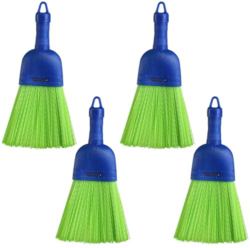 Domensi 4 Pcs Whisk Broom Poly Fiber Handheld Brush Hand Brush Outdoor Car Broom with Hang Hole for Cleaning Inddoor Porches Floors Decks Driveways Dirt Dust
