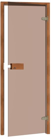 Saunainter bastudörr CLASSIC 70 x 190 med magnetlås, högkvalitativt 8 mm härdat glas, delikat trä, DIN vänster/höger justerbar (termo-aspbrons)