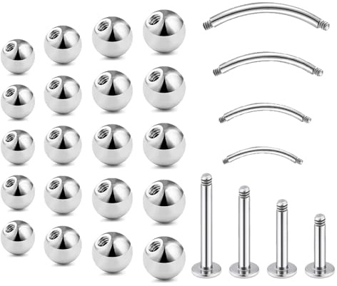 Gojewen 16G Palline per Piercing 3/4/5/6mm Argento Sostituzione Palline Piercing Labret Barra In Acciaio Inox per 1,2mm Labbro Piercing Helix Tragus Sopracciglio Piercing