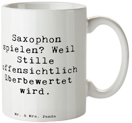 Mr. & Mrs. Panda Tasse Spruch Saxophon Leidenschaft - Geschenk, überbewertet, Teebecher, Jazz, Spielen lernen, Tasse Motive, Kaffeebecher, Geschenk