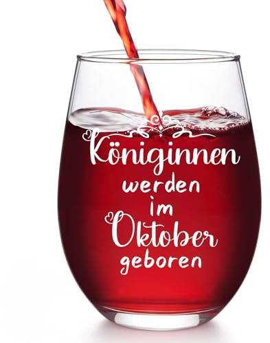 Joymaking Weinglas Geschenk für Frauen - Geburtstagsgeschenk für Freundin, Schwester, Mütter - Königinnen Werden im Oktober Geboren 17oz