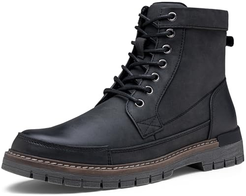 Jousen Mens Boots Casual Motorcycle Boot for Men Chukka Zipper Combat Dress Botas Para Hombre Fashion (AMY8117 black 09)
