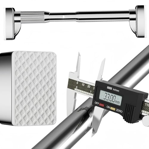 Teleskopstange 40-500m, Gardinenstange Ohne Bohren, Vorhangstange zum Klemmen, Ø33mm Edelstahl Duschvorhangstange, Klemmstange Ausziehbar, für Badezimmer und Kleiderschrank(SUS,410-500cm/162-196in)