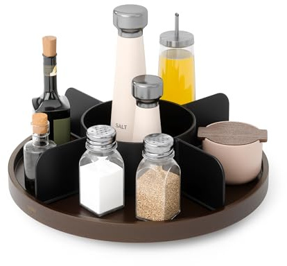 Umbra Bellwood Lazy Susan Organizador de encimera, Negro/Nogal