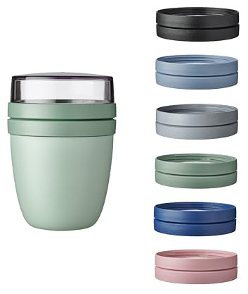 Mepal | Lunchpot Vario Ellipse | erstelle dir deinen Lunchpot wie er dir gefällt | Praktischer Müslibecher | Geeignet für Tiefkühler, Mikrowelle & Spülmachine | Nordic Sage