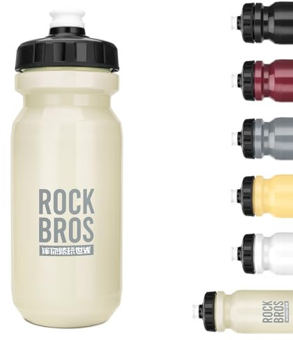 ROCKBROS Borraccia Sportiva 600ml, Borraccia Ciclismo Senza BPA, Bottiglia d'Acqua Prova di Perdite, Adatto per Bici, Campeggio, Palestra, Escursionismo