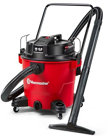 Vacmaster 16-Gallon 6.5 Peak HP† Wet/Dry Vacuum – VJH1612PF 1101, Red
