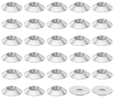 PATIKIL Rondelle Fraisée M4 Finition, 50Pcs 16mm de Diamètre 3mm de Hauteur Solide Acier Inoxydable 304 CNC Rondelle en Forme de Tasse à Tête Plate pour Constructions, Taper
