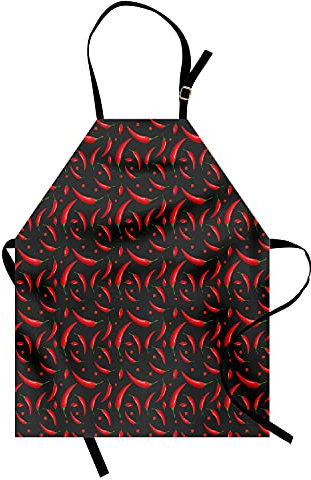 Cocina Delantal, Dibujo Animado De Chile Picante De La Comida Tailandesa Jamaiquina Delantal Con Peto Con Bolsillo Delantal De Barbacoa Impermeable Delantales Para Cocinero Jardinería