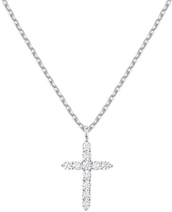 AstraGlam Kreuzkette Damen Aus 925 Silber, Verstellbar Mit Zirkonia, Eleganter Kreuz Anhänger,Geschenk Für Besondere Anlässe