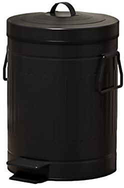 JKJZSALJ Pattumiera con Coperchio Pattumiera Interna Cestino per Rifiuti Pedale Pattumiera per Camera da Letto Cucina Stanza dei Mestieri Ufficio, Nero, 12L