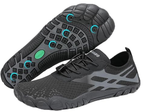 SAGUARO Uomo Scarpe da Acqua Donna Scarpette da Surf Immersione Antiscivolo Traspirante Spiaggia Nuotata Nero Fumoso,Gr.43