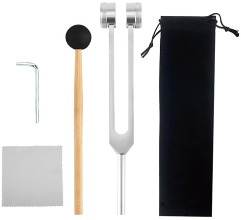 128hz Tuning Fork Hammer, Aluminium Alloy Tuning Fork with Silicone Hammer for Healing DNA Repair Healing Sound Therapy for Meditation