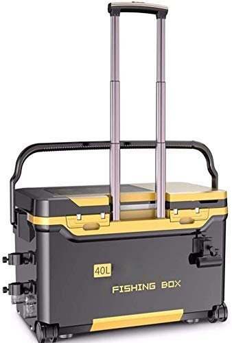 YJKKZQLB Angelgerät, 40 l multifunktionaler Angelwagen, tragbarer Angelsitz mit Rädern, geeignet zum Angeln im See