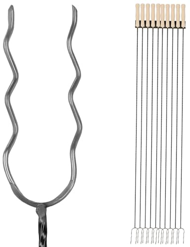 KOTARBAU® 10 Pack Grillspett - Stål - 130 cm - med Trähandtag - med Hängare - Långa Grillspett - Spett - Robust Konstruktion