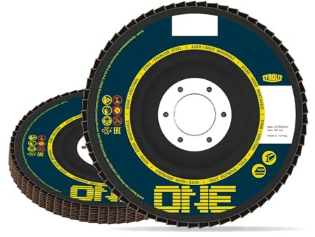 TYROLIT ONE 2-in-1 Flap Discs - Durable 115mm Grinding Discs for Steel and Stainless Steel - 60 Grit Angle Grinder Discs - 115 x 22.23 mm, 10-Pack