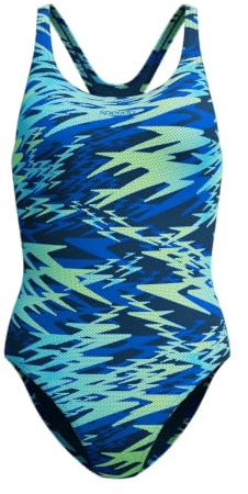 Speedo Hyperboom Print Medalist One Piece Traje de baño para Mujer, Azul Marino, 30