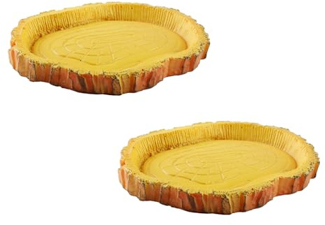 Tabanzhe Tortoise Water Bowl,2PCS Reptile Food Water Plate Dish Resin Crawl Pet Food Feeder Drinking Eating Bowl for Small Reptile Tortoises Geckos Snakes Lizards Chameleons