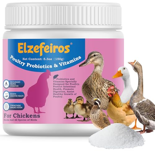 Chicken Probiotic, Vitamin & Electrolyte Supplement for Immune Support & Egg Production, Digestive Aid & Hydration Support, Poultry Supplement for Chickens, Ducks & All Ages of Birds, 5.3 oz