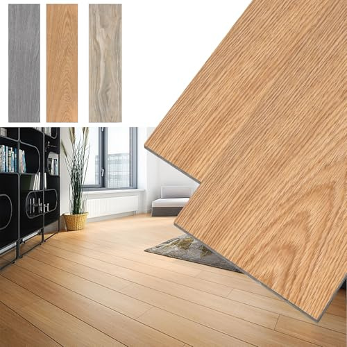 JRUKM PVC Bodenbelag Selbstklebend 36 Dielen 5,02 m² Vinylboden, Wasserdichter Leicht zu Installierender Bodenfliesen mit Holzoptik, PVC Boden für Küche, Badezimmer (Holzbraun)