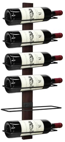 AGJIDSO Weinregal Flaschenregal,6 Bottiglie Metall Schwarz Wandmontage Aufbewahrungsregal aus Weinregal Flaschenregal Wandregal Hängeregal