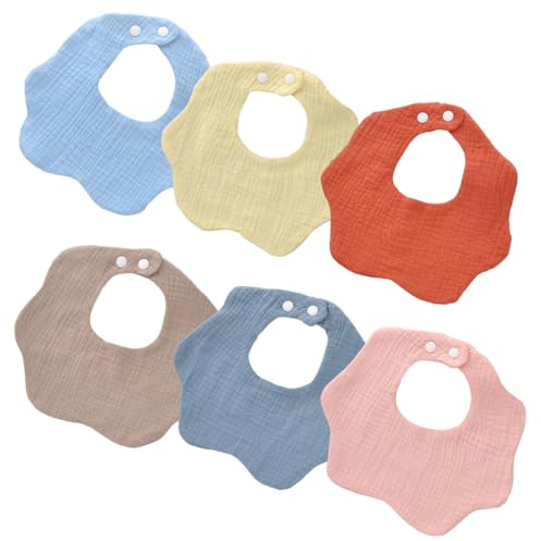DIFLAX 6 Pezzi Bavaglini Neonato, Bavaglini, Bavaglino Neonato, Cotone, Morbidi, Assorbenti per Neonati e Bambini Unisex