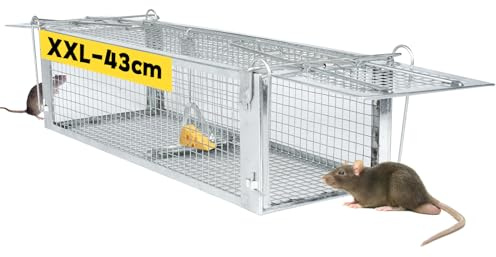 LAOYE Trappola per Topi Vivi 43cm Trappola per Ratti Grandi Riutilizzabil e Altamente Sensibile, per Topi Grandi, Ghiri e Roditori, Pronta all'Uso per Interni ed Esterni