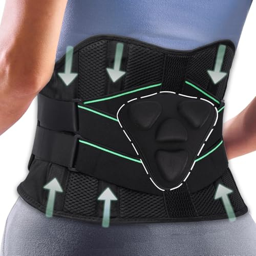 Shynova Rückenstützgürtel LWS Bandage für Damen & Herren - Verstellbarer LWS Stützgürtel mit Doppelzug & 5 gebogenen Stahlstreben, Atmungsaktiver Rückengurt - für Arbeit, Sport & Alltag