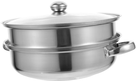 Alipis Vaporera De Acero Inoxidable Multifuncional 28 Cm Doble Capa Doble Oreja Olla De Vapor Casera Para Verduras y Alimentos Utensilios De Cocina Domésticos Uso Familiar Restaurante