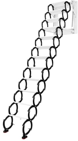 Pull Down Attic Ladder Anti-Slip Step Attic Telescopic Staircase for Home Indoor Sturdy S-Shaped Frame Space-Saving Design Enhanced Safety Features