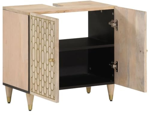Generico Mobile Lavabo da Bagno 62x33x58cm in Legno Massello di Mango,Armadietti e portaoggetti,Componenti di arredo bagno-358267
