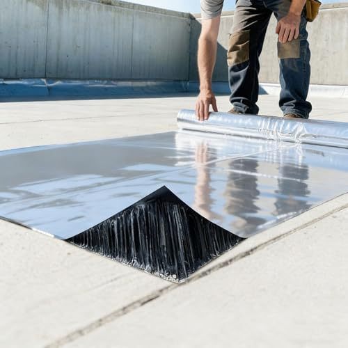 Dachfolie - Bitumenband Selbstklebend, Bitumen Aluband Reparaturband Dichtband für Schuppen, Gartenhaus Carport, Wasserdicht(50 x 500 cm)