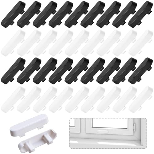 ITCGOB 40 Piezas Tapas de Drenaje para Ventanas de UPVC, Vierteaguas Ventana Universal, Cubiertas para Orificios de Drenaje y Ranuras de Agua, Incluye 20 Negras y 20 Blancas, Tapas Decorativas