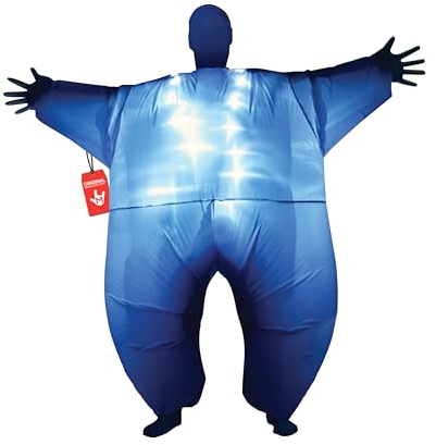 Morph, Blue Inflatable Costume, Halloween Costumes for Adults | Full-body Blow-up Suit with a Built-in Light-up Effect Included, Perfect for Halloween, Great for Fancy Dress