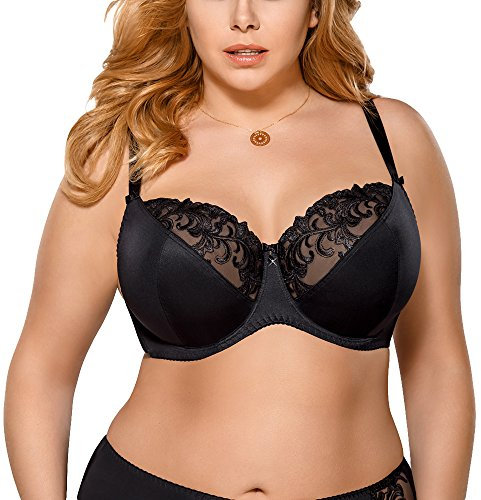 Gorsenia K378 Victoria Reggiseno Morbido Elegante Liscio Uniforme con Ricami, Nero,7C