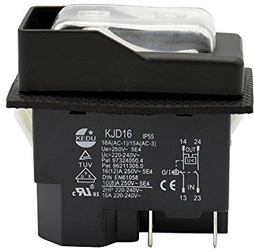 KEDU KJD16 4 Broches Étanche Électromagnétique Bouton-Poussoir Interrupteur ON-OFF Interrupteurs Avec Protection Contre La Surtension UVLO pour Outils Électriques Machine Outil Équipement 250V 16A 2HP