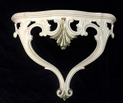 Wandkonsole Weiß-Silber Barock Konsole Antik 56x45 Spiegelkonsole Hängekonsole
