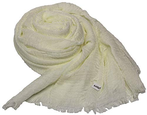 Kuldip Pashmina-Schal im Knitter-Stil, Stola. - Elfenbein - Einheitsgröße