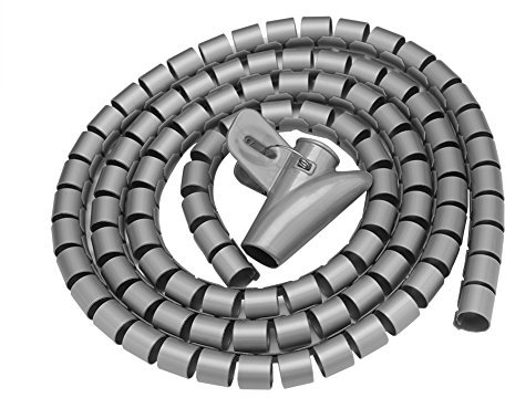 Hakeeta Kabelschlauch mit Einziehhilfe, Mehrere Farbe und Größe erhaltlich, Flexible Langlebige Spiralschlauch Kabelorganisation Kabel Organizer(Silber 1,5 m * 16 mm)