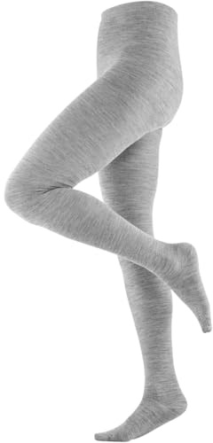 LivingCrafts, collant da donna, 72% lana (organico); 26% cotone (biologico); 2% elastan (Grigio melange, XS)