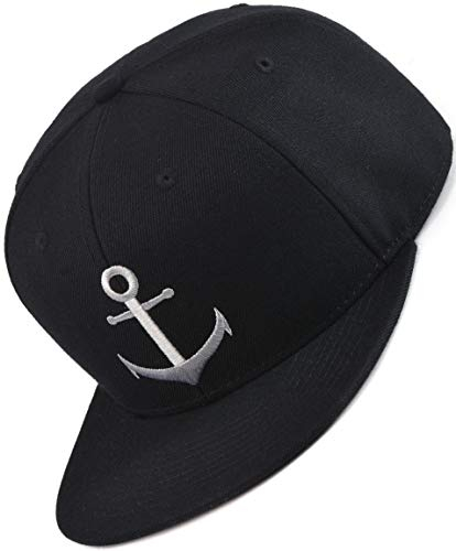 Bexxwell Snapback Cap schwarz mit Anker (optimale Passform, Kappe, Black, Anchor, Unisex)