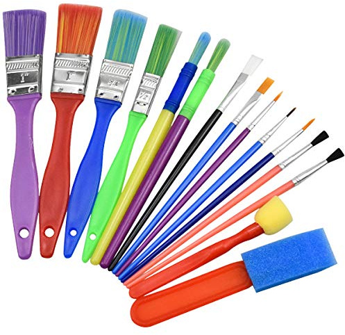 NATUCE 15PCS Kinder Malwerkzeuge Set, Malpinsel, Pinsel Set, Schwamm Pinsel Set Kinder, Kinderpinsel Set für Anfänger Malpraxis, Kinder Malwerkzeug Schwamm Malerei Pinsel für die Schule Zuhause