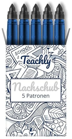 Teachly Superteacher - Cartucce per penna a sfera, 0,6 mm, colore: Nero
