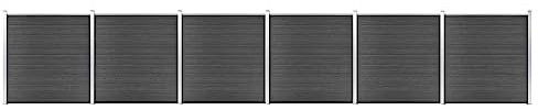 vidaXL Zaunelement Set mit Pfosten Sichtschutz Windschutz Zaun Gartenzaun Lamellenzaun Sichtschutzzaun Windschutzzaun WPC 1045x186cm Schwarz