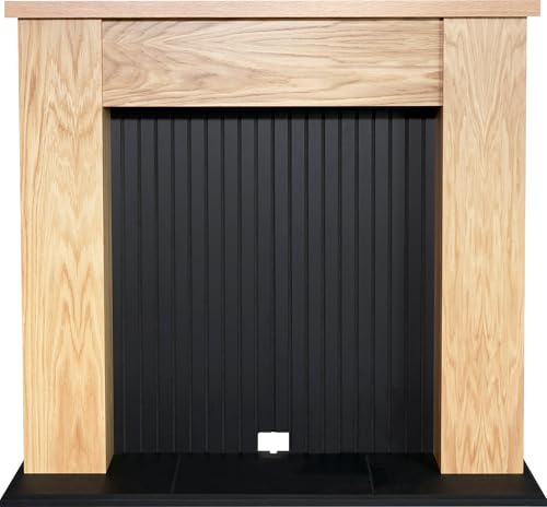 Adam New England Stove Fireplace in Oak & Black, 48 Inch
