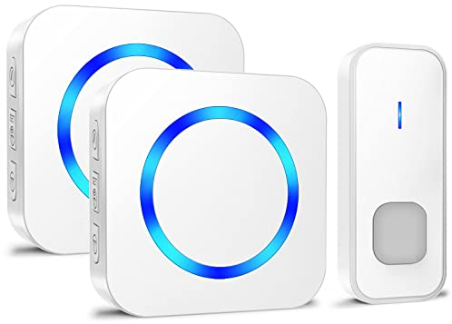 SURFOU Campanello Senza Fili Impermeabile per Esterni, Campanello Rumoroso Wireless a Lunga Distanza di 400 m per la Casa, 5 Volumi, 55 Suonerie, Indicatore LED (2 ricevitore + 1 trasmettitore)