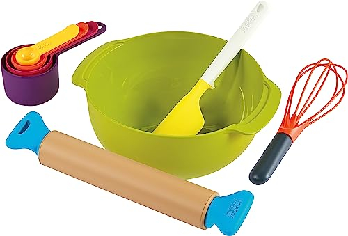 Casdon Joseph Joseph Toys Backset Spielzeug-Küchenspielset für Kinder mit griffigem Nudelholz, Schneebesen, Messbecher und Rührschüssel für echtes Backen Für Kinder ab 3 Jahren