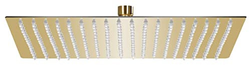 Tidyard Regenbrause Anti-Kalk-Düsen Brausekopf Duschkopf Kopfbrause Regendusche Duschbrause Wand Decke Edelstahl 50 x 50 cm (L x B) Quadrat Golden