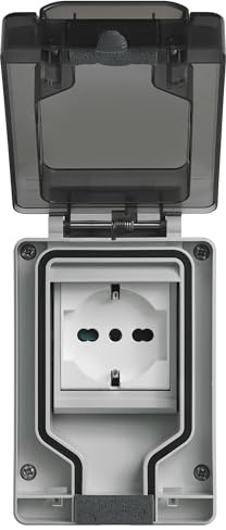 Vimar 14962.U contenitore stagno presa universale, IP66 con spina inserita | Contenitore stagno IP66 da parete con presa universale SICURY 16 A, protezione garantita anche con spina inserita